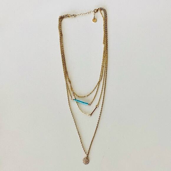 NORDSTROM REVOLVE Gold Disc Multi Strand Layering Choker Necklace Jewelry - Picture 1 of 6